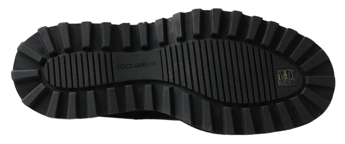 Dolce & Gabbana Black Leather Slip-On Stretch Boots