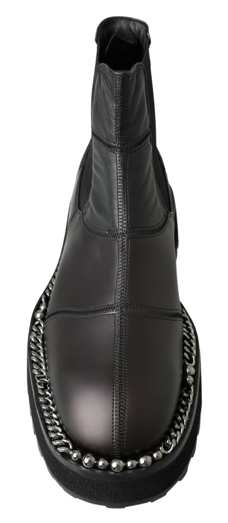 Dolce & Gabbana Black Leather Slip-On Stretch Boots