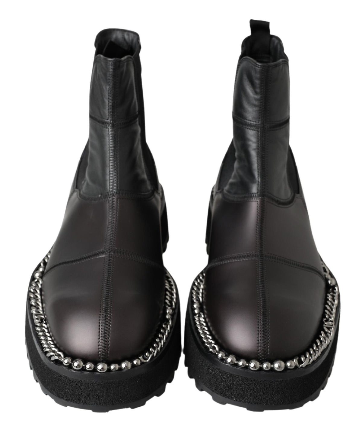 Dolce & Gabbana Black Leather Slip-On Stretch Boots
