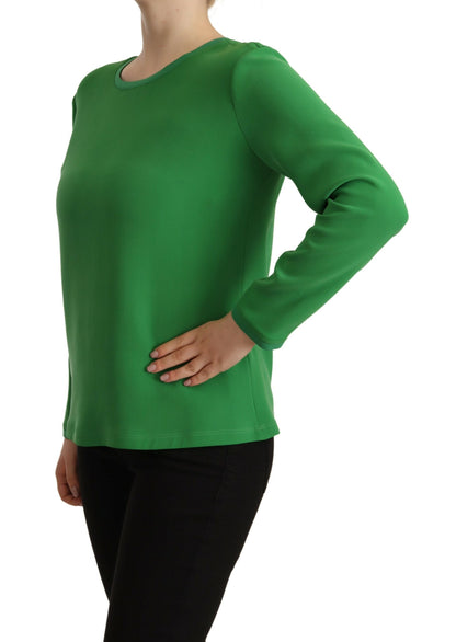 Armani groene zijden trui met lange mouwen en ronde hals.