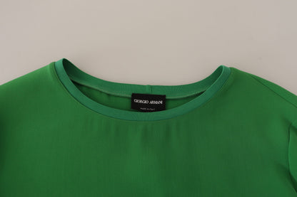 Armani groene zijden trui met lange mouwen en ronde hals.