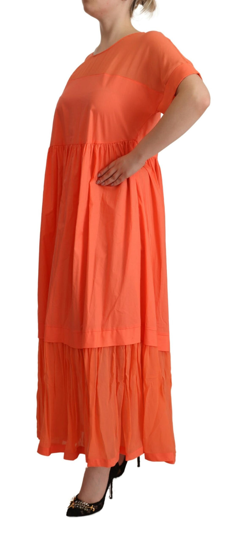 Robe Maxi Shift Coral en Mélange de Coton Twinset