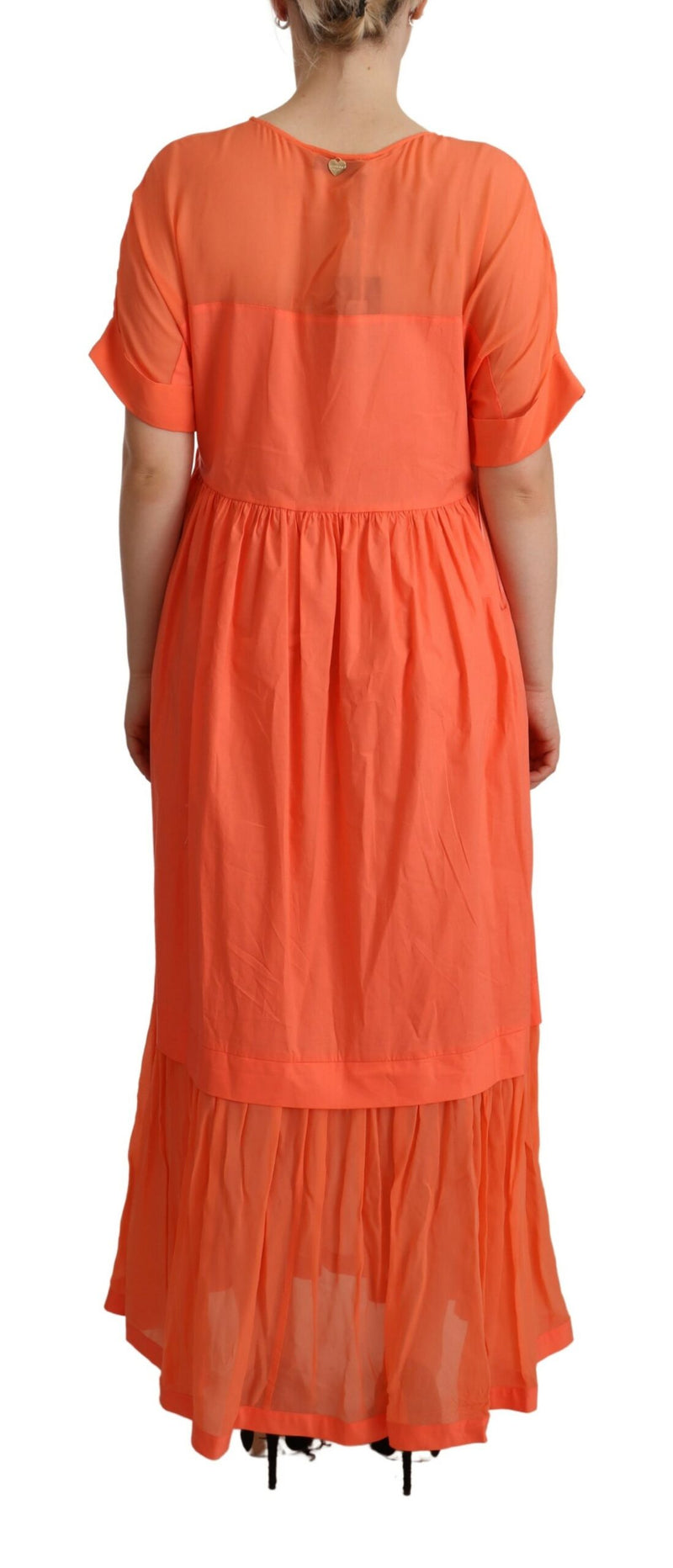 Robe Maxi Shift Coral en Mélange de Coton Twinset