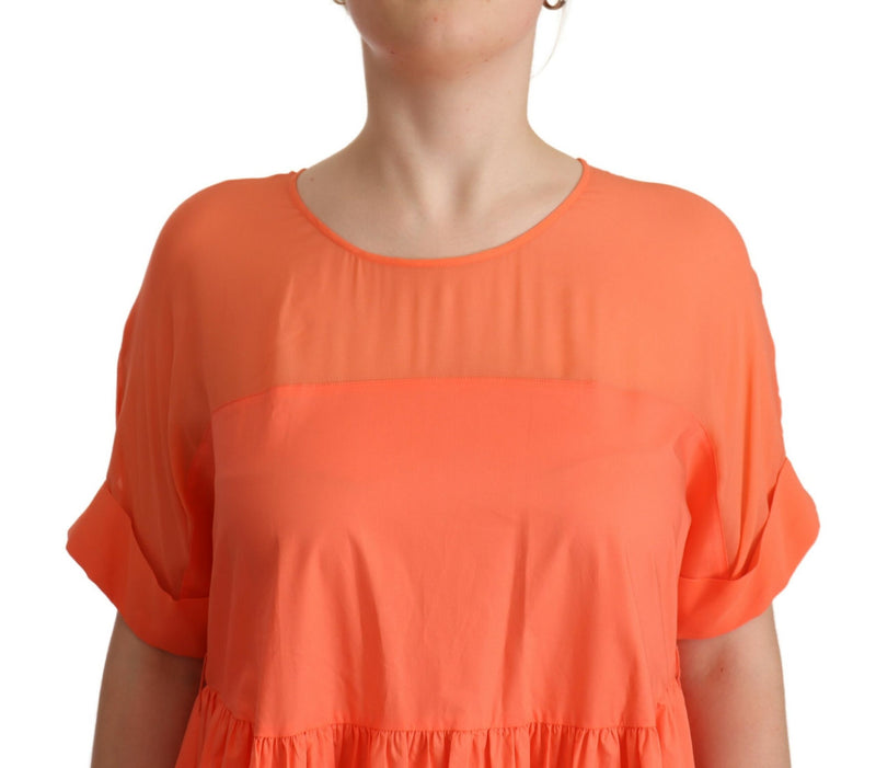 Robe Maxi Shift Coral en Mélange de Coton Twinset