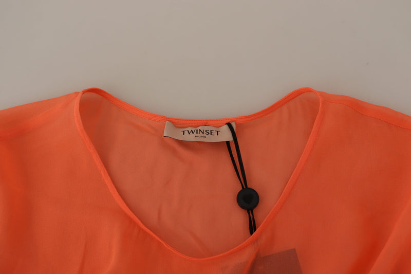 Robe Maxi Shift Coral en Mélange de Coton Twinset