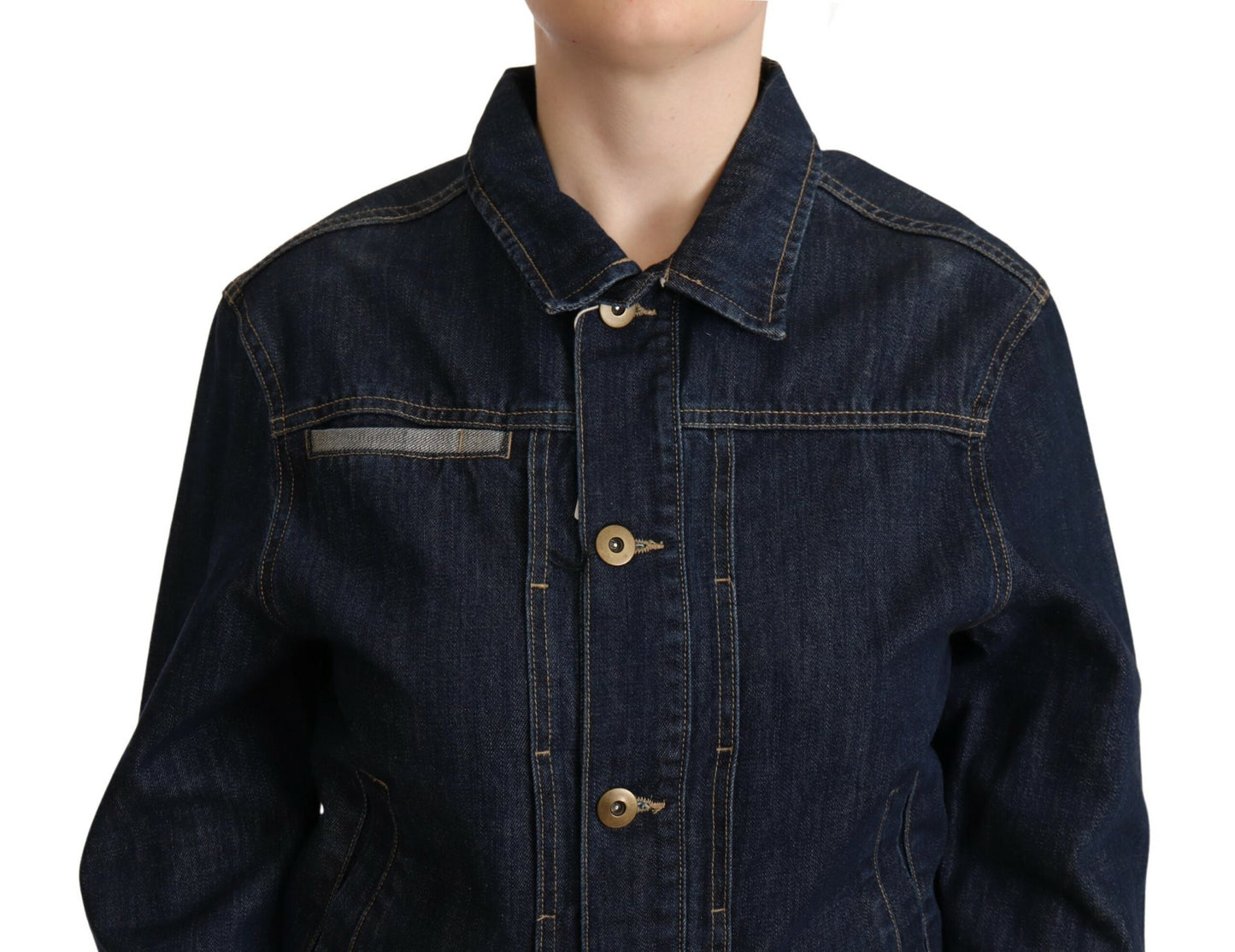 Master Coat veste en jean à manches longues, col boutonné, bleu foncé