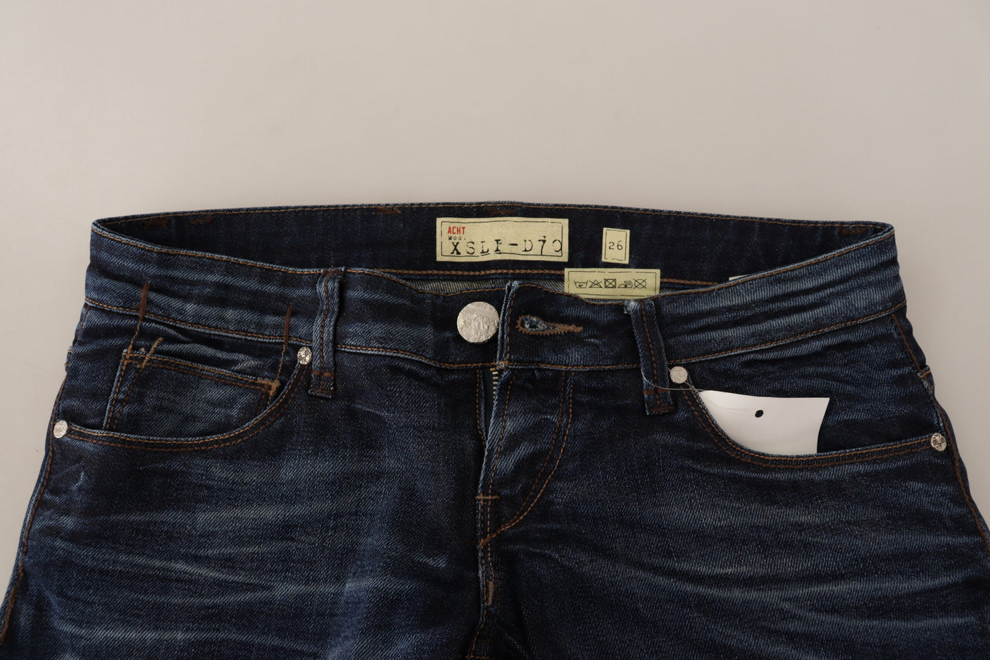 Jeans skinny en coton délavé bleu à taille basse Acht