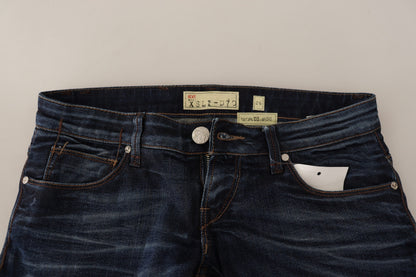Jeans skinny en coton délavé bleu à taille basse Acht