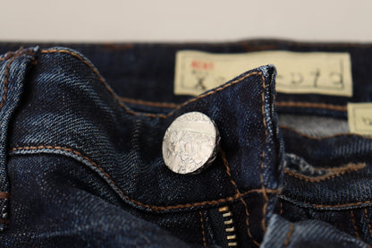 Jeans skinny en coton délavé bleu à taille basse Acht