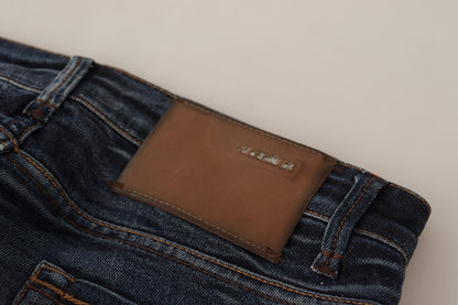 Jeans skinny en coton délavé bleu à taille basse Acht