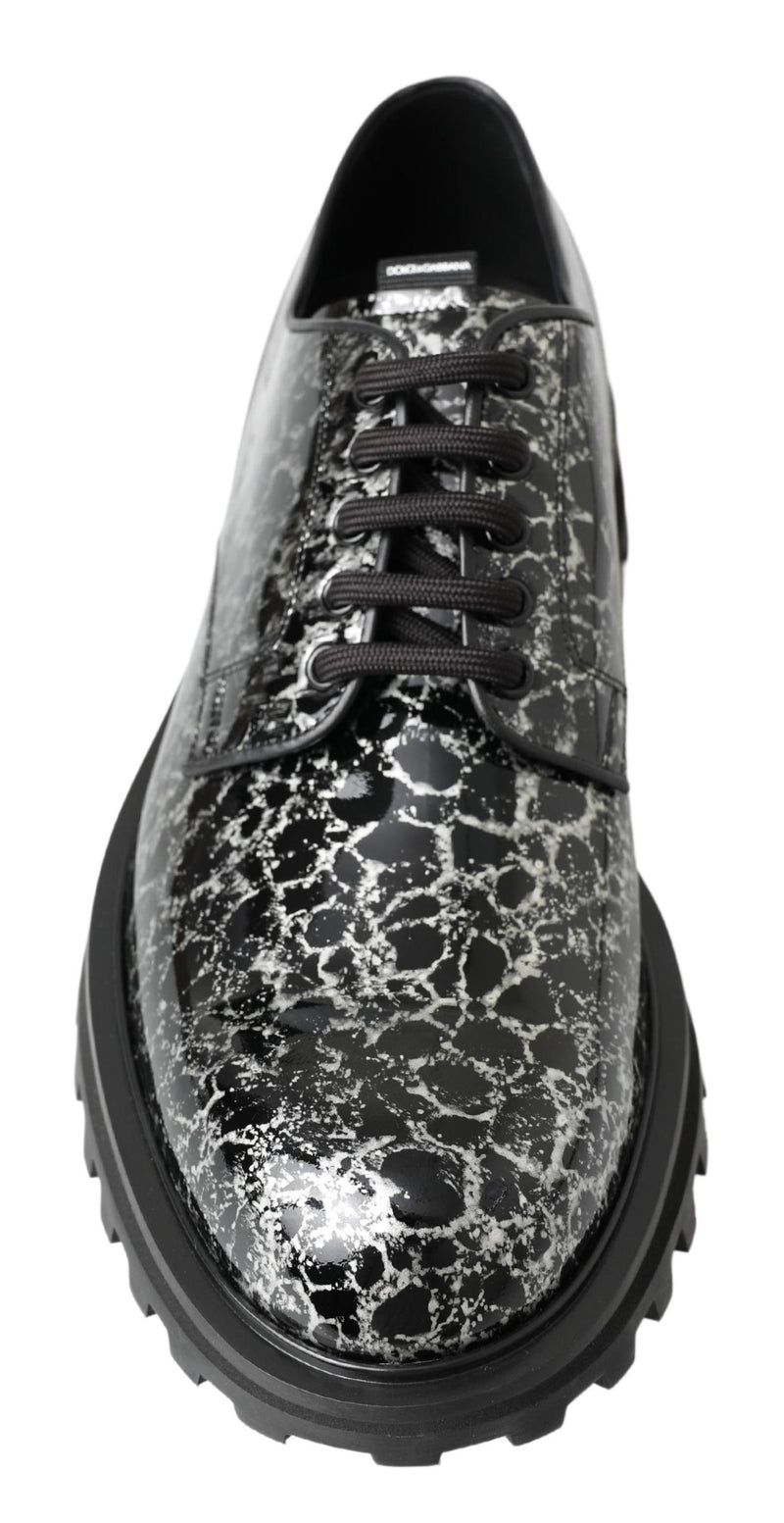 Dolce & Gabbana Derby en Cuir Verni Noir et Blanc
