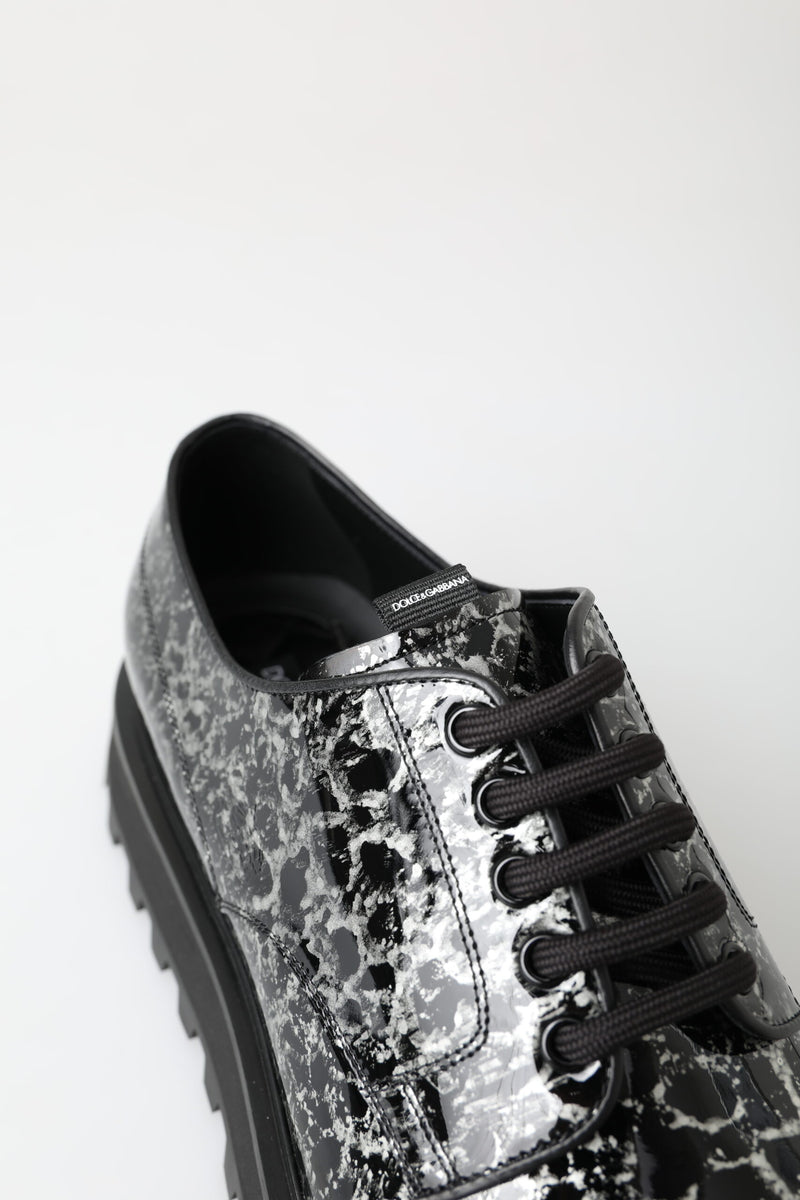 Dolce & Gabbana Derby en Cuir Verni Noir et Blanc