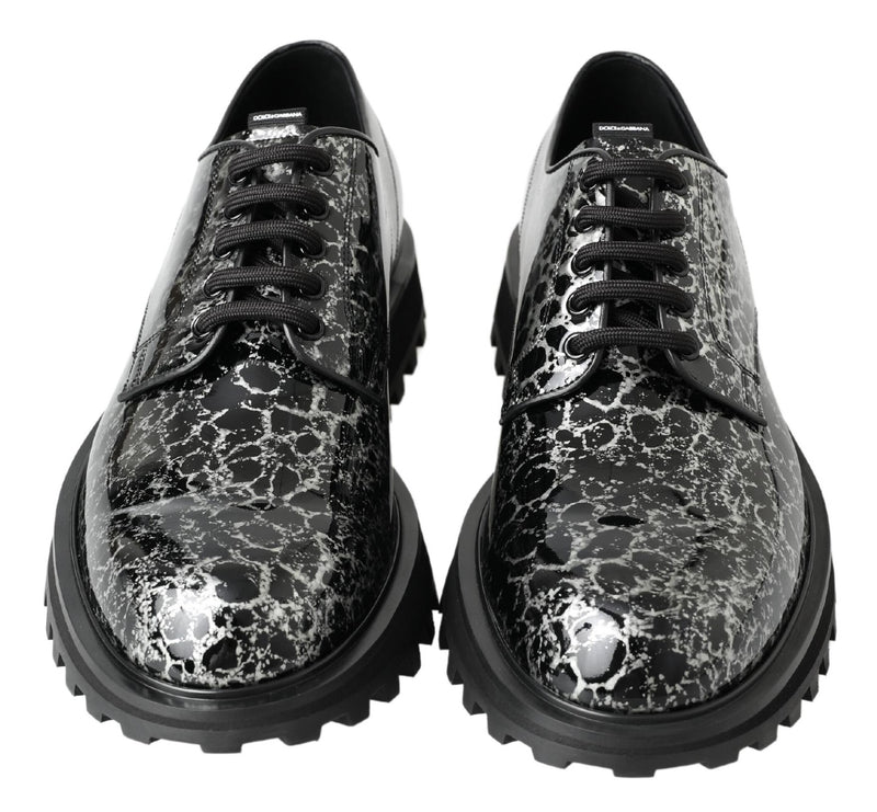 Dolce & Gabbana Derby en Cuir Verni Noir et Blanc