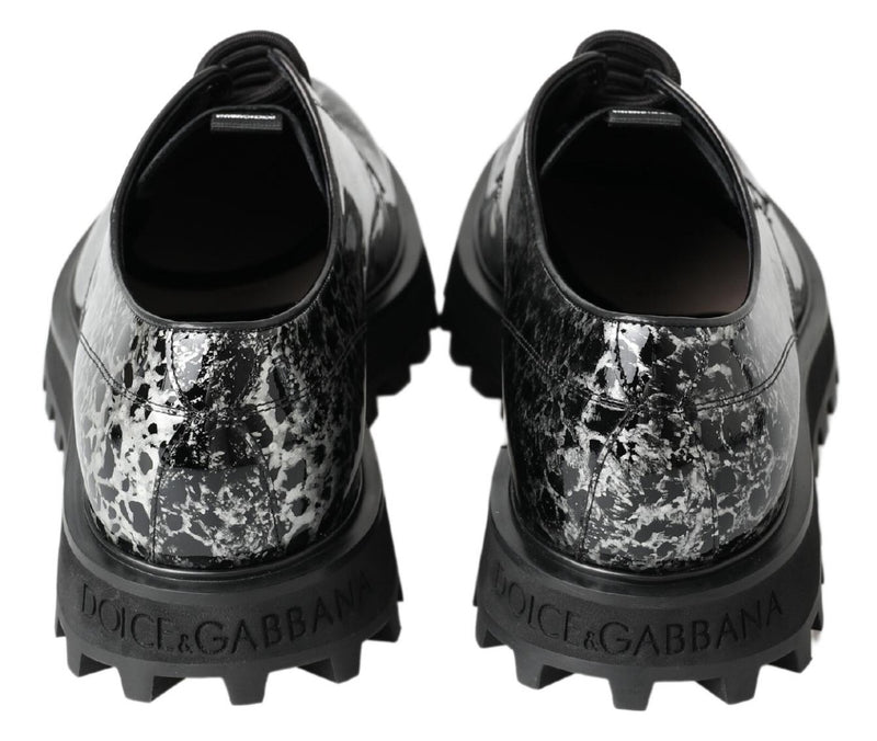 Dolce & Gabbana Derby en Cuir Verni Noir et Blanc