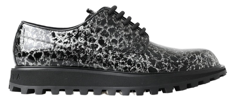 Dolce & Gabbana Derby en Cuir Verni Noir et Blanc