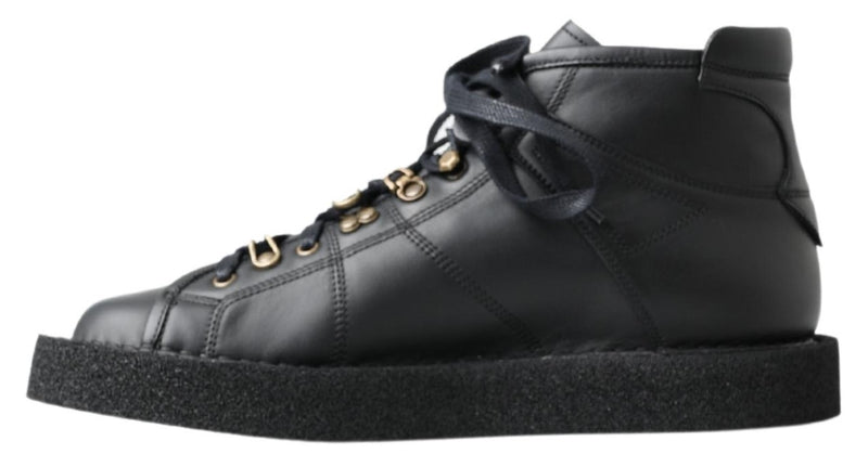 Dolce & Gabbana Black Leather Slip-On Stretch Boots