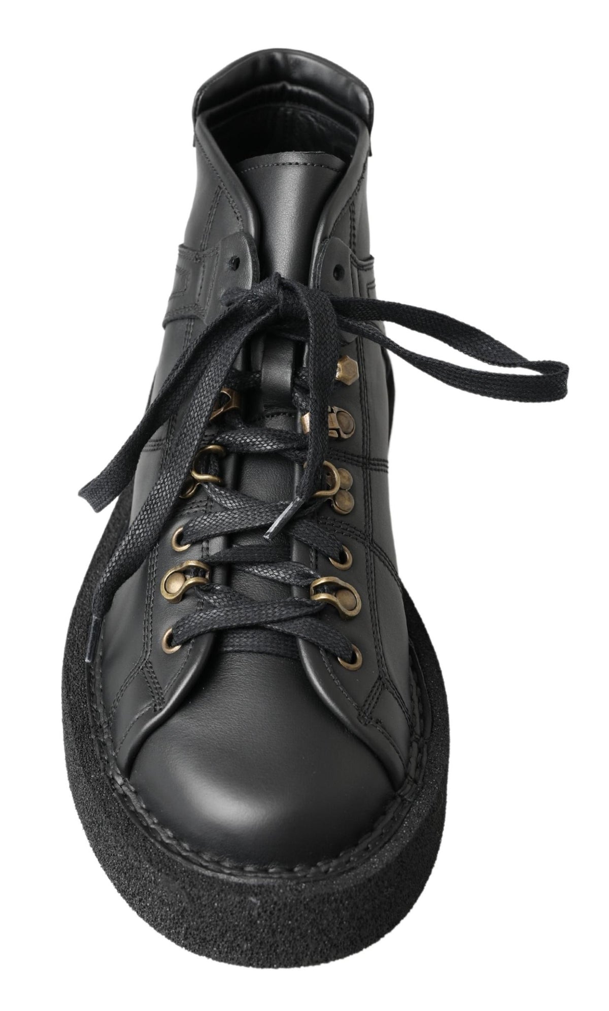 Dolce & Gabbana Black Leather Slip-On Stretch Boots