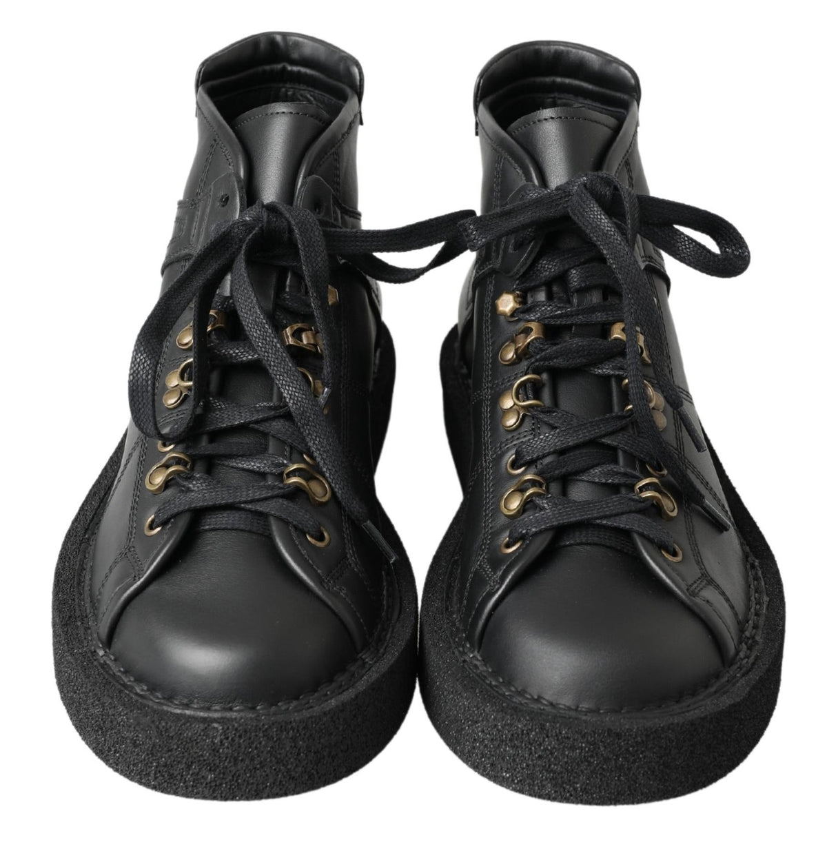 Dolce & Gabbana Black Leather Slip-On Stretch Boots