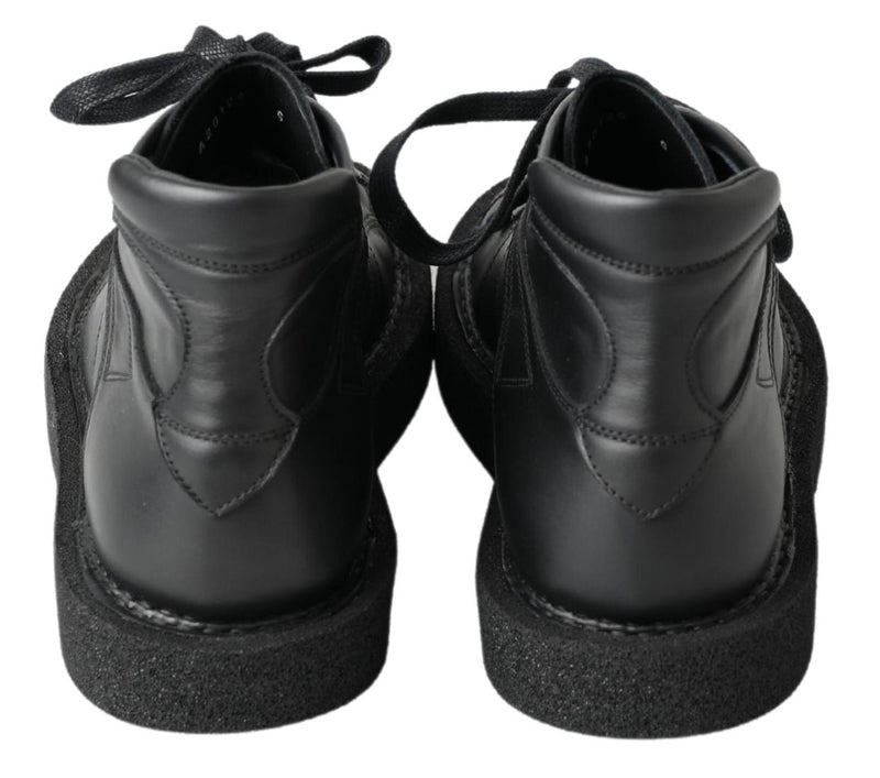 Dolce & Gabbana Black Leather Slip-On Stretch Boots