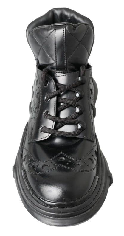Bottes plates en cuir noir à hauteur de la cheville de Dolce & Gabbana