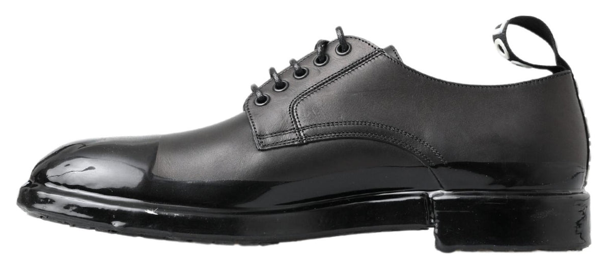 Dolce & Gabbana Black Leather Derby Dress Shoes - Authentic Italian Style