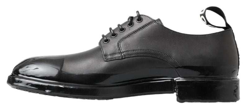 Dolce & Gabbana Black Leather Derby Dress Shoes - Authentic Italian Style