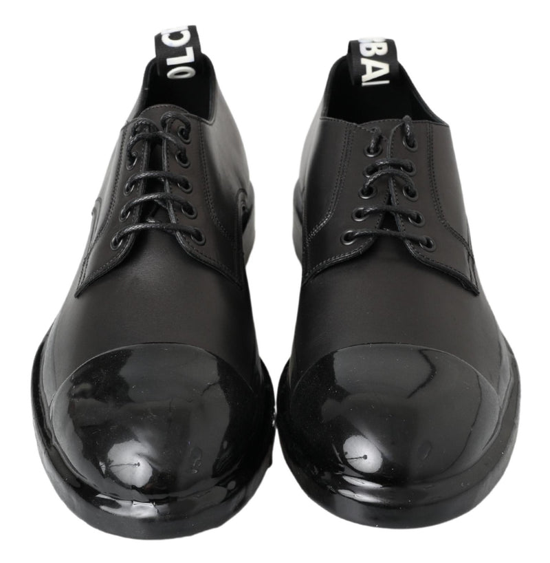 Dolce & Gabbana Black Leather Derby Dress Shoes - Authentic Italian Style