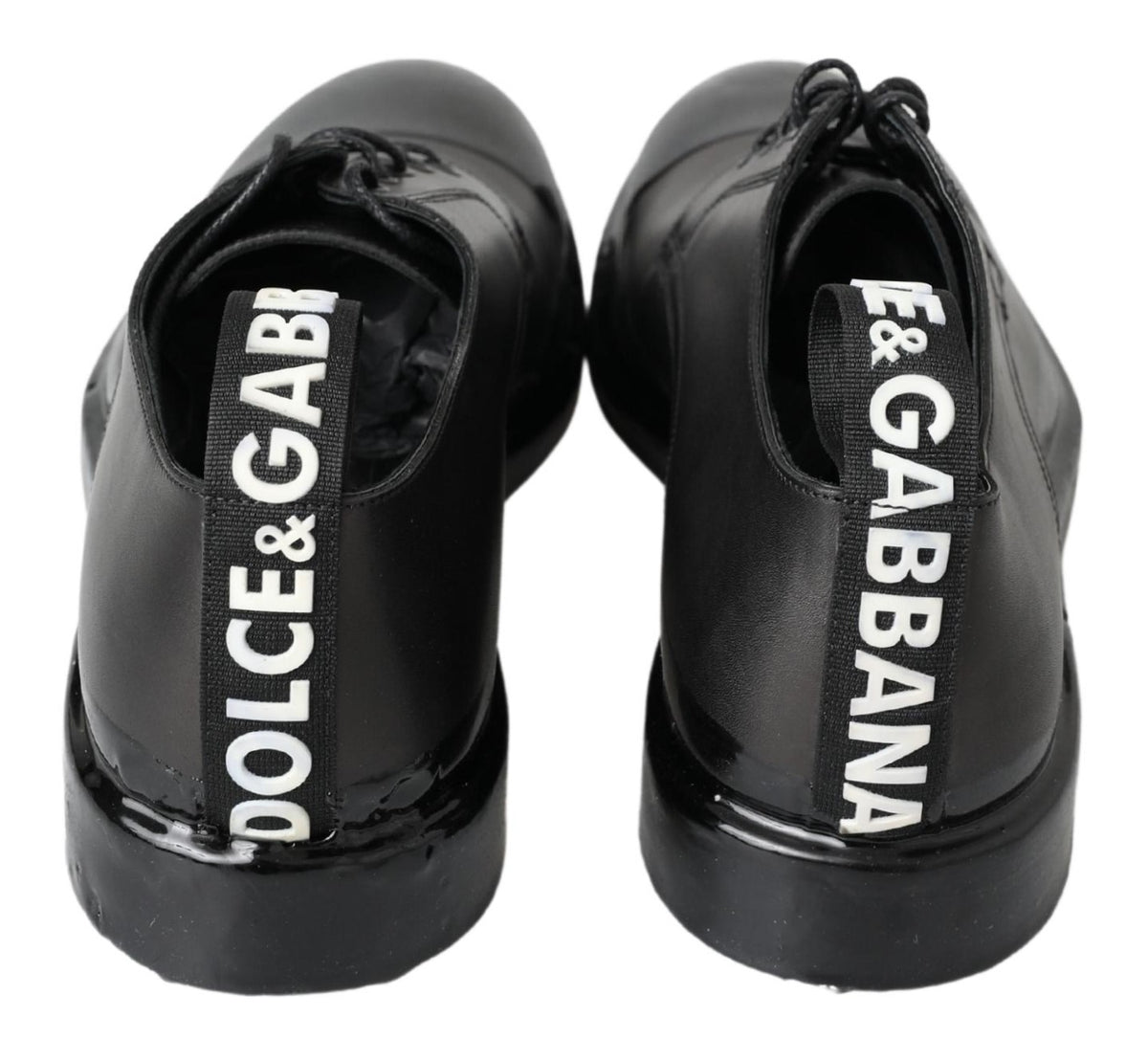 Dolce & Gabbana Black Leather Derby Dress Shoes - Authentic Italian Style