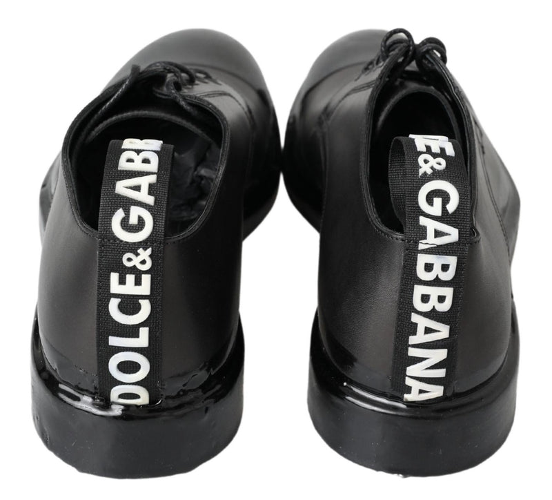 Dolce & Gabbana Black Leather Derby Dress Shoes - Authentic Italian Style