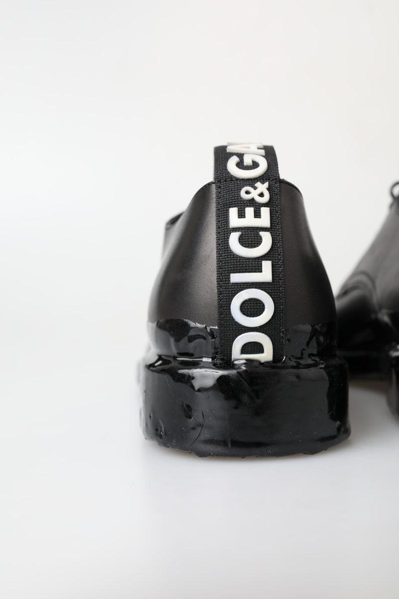 Dolce & Gabbana Black Leather Derby Dress Shoes - Authentic Italian Style