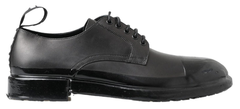 Dolce & Gabbana Black Leather Derby Dress Shoes - Authentic Italian Style