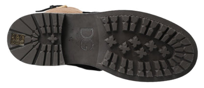 Bottines en cuir noir et mouton brun de Dolce & Gabbana