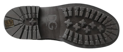 Bottines en cuir noir et gris de Dolce & Gabbana