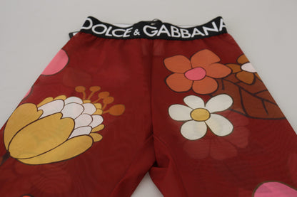 Dolce & Gabbana rode bloemenlegging met elastische taille.
