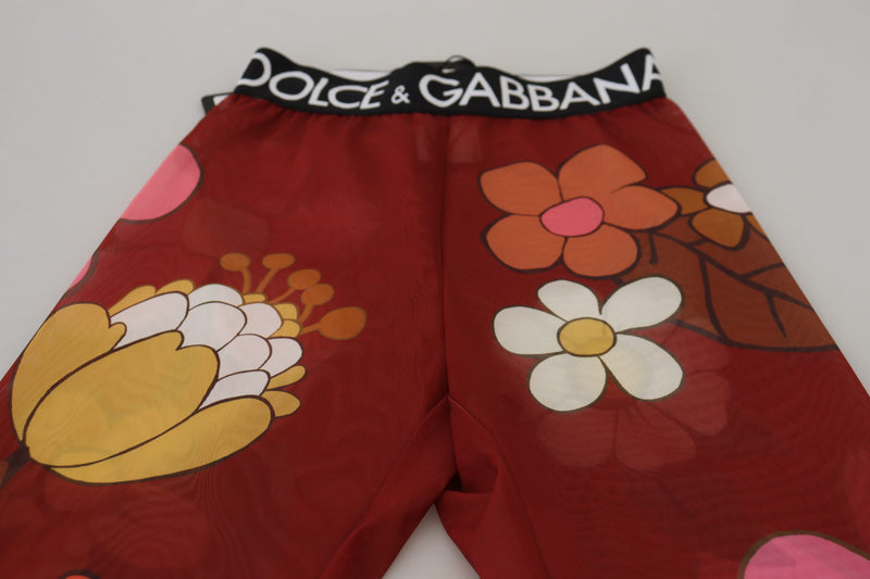 Leggings Dolce & Gabbana Rouge Floral Taille Haute Stretch