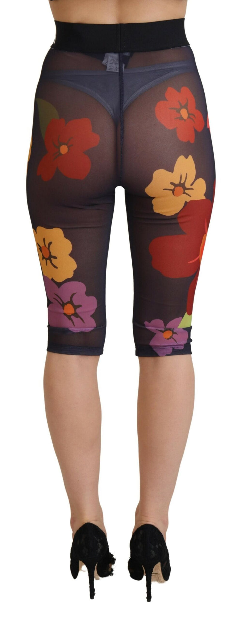 Dolce & Gabbana Leggings Floraux Noirs Taille Haute