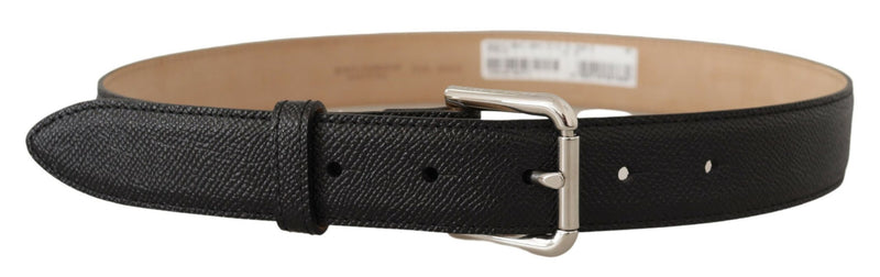 Ceinture Dolce &amp; Gabbana en cuir de veau noir avec boucle en métal marron