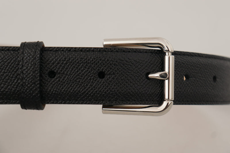 Ceinture Dolce &amp; Gabbana en cuir de veau noir avec boucle en métal marron