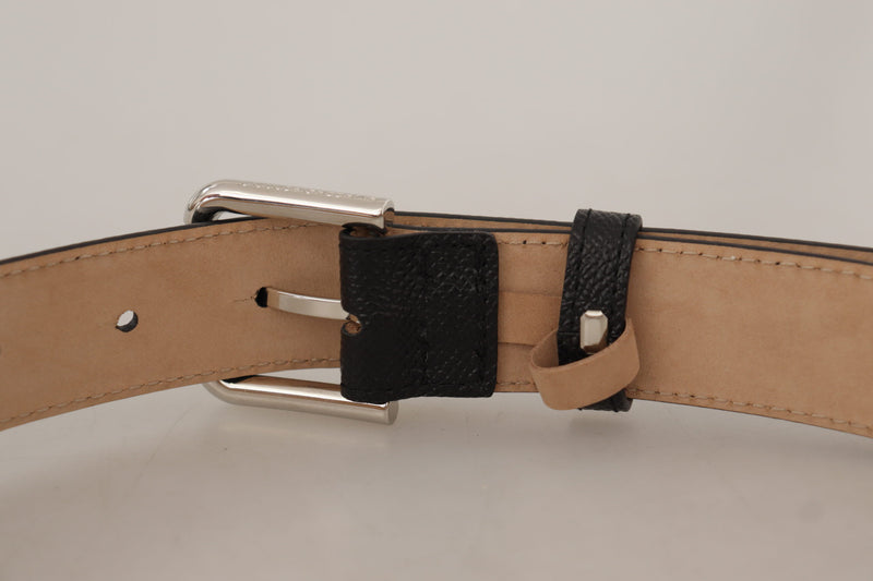 Ceinture Dolce &amp; Gabbana en cuir de veau noir avec boucle en métal marron