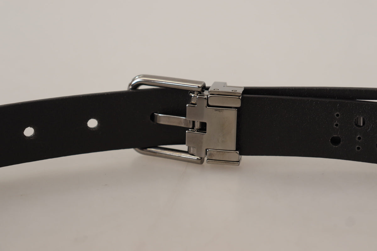 Ceinture Dolce &amp; Gabbana en cuir de veau noir avec boucle en métal perforé
