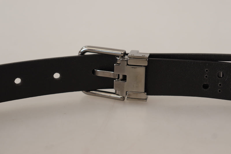 Ceinture Dolce &amp; Gabbana en cuir de veau noir avec boucle en métal perforé