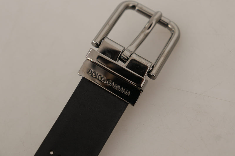 Ceinture Dolce &amp; Gabbana en cuir de veau noir avec boucle en métal perforé