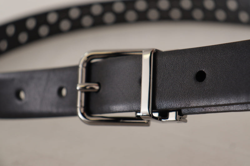 Ceinture Dolce &amp; Gabbana en cuir de veau noir avec boucle en métal perforé