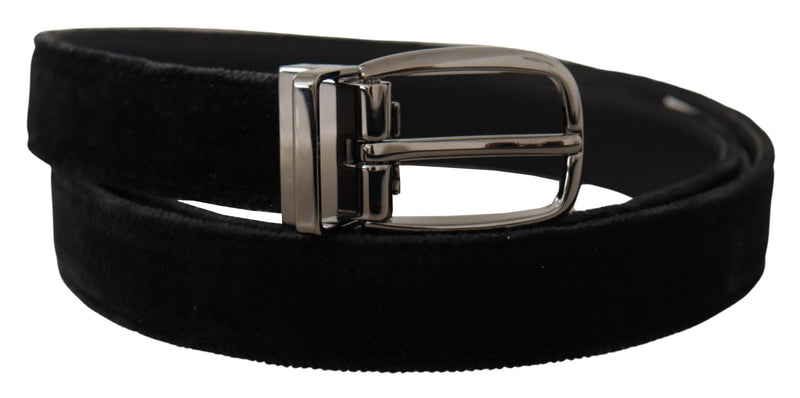 Ceinture en métal gravée avec logo classique en velours noir Dolce &amp; Gabbana