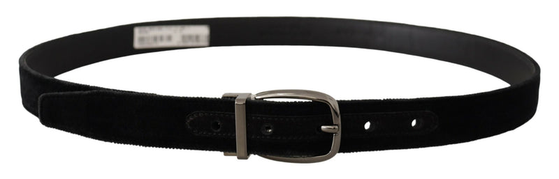 Ceinture en métal gravée avec logo classique en velours noir Dolce &amp; Gabbana