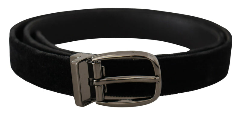 Ceinture en métal gravée avec logo classique en velours noir Dolce &amp; Gabbana