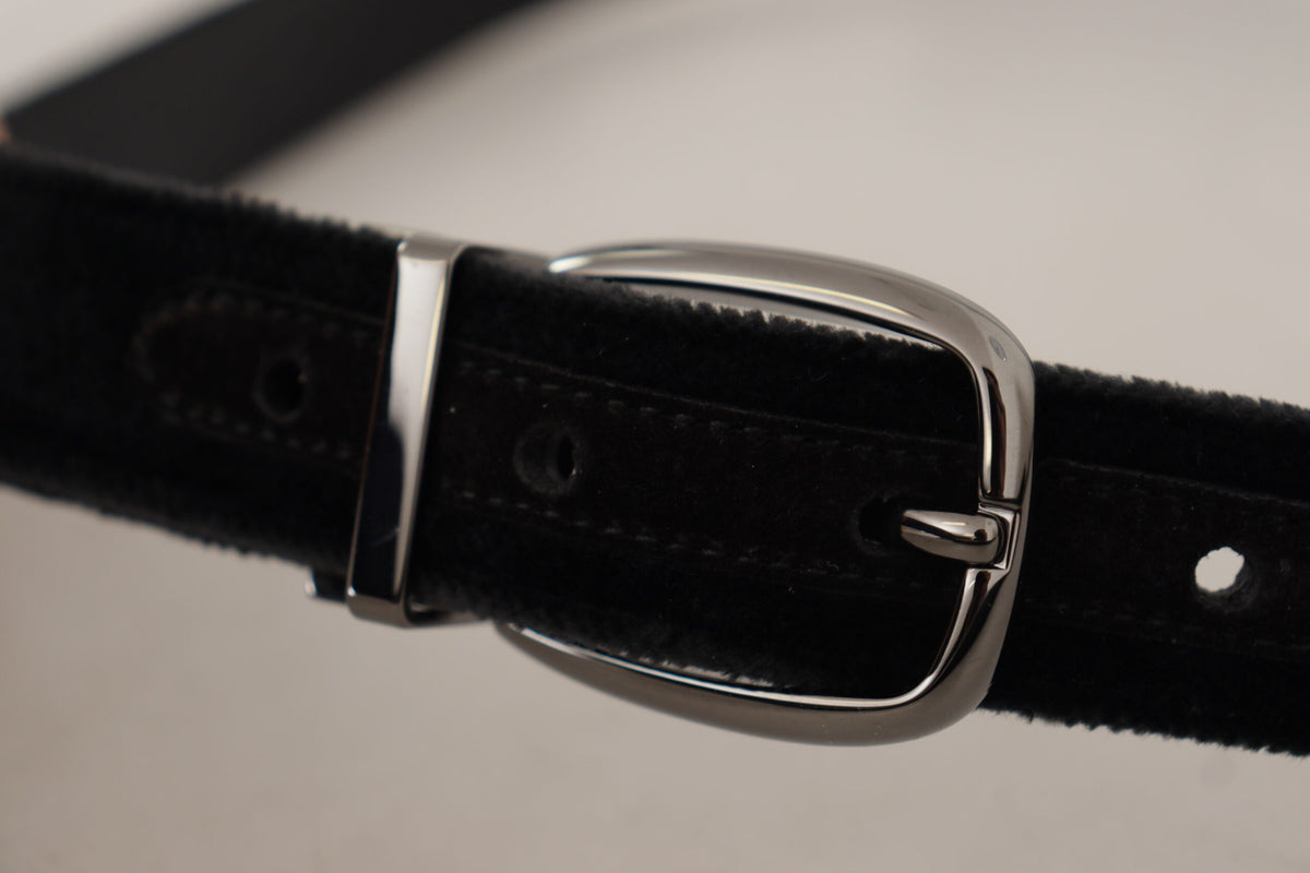Ceinture en métal gravée avec logo classique en velours noir Dolce &amp; Gabbana