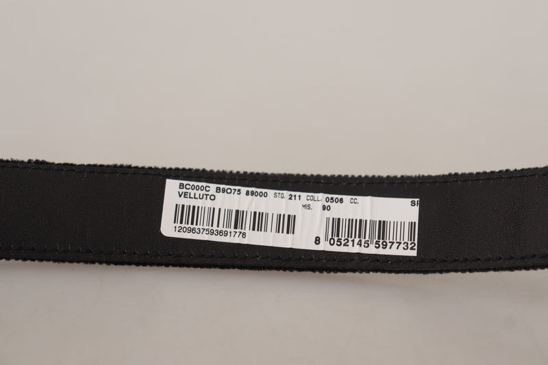 Ceinture en métal gravée avec logo classique en velours noir Dolce &amp; Gabbana