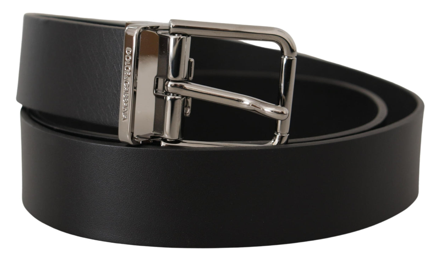 Dolce & Gabbana Zwarte Casual Kalfsleren Logo Metalen Gesp Riem