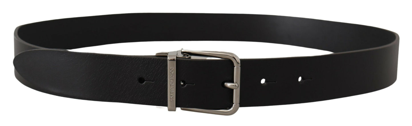 Dolce & Gabbana Zwarte Casual Kalfsleren Logo Metalen Gesp Riem